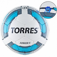 мяч футбольный torres junior-5 f30225 детский тренировочный бел/голуб/сер.
