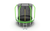 батут с внутренней сеткой и лестницей, диаметр 6ft (зеленый)